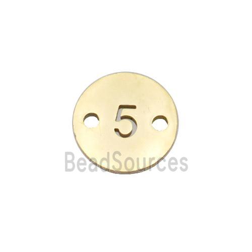 Stainless Steel Circle Number5 Connector Gold Plated