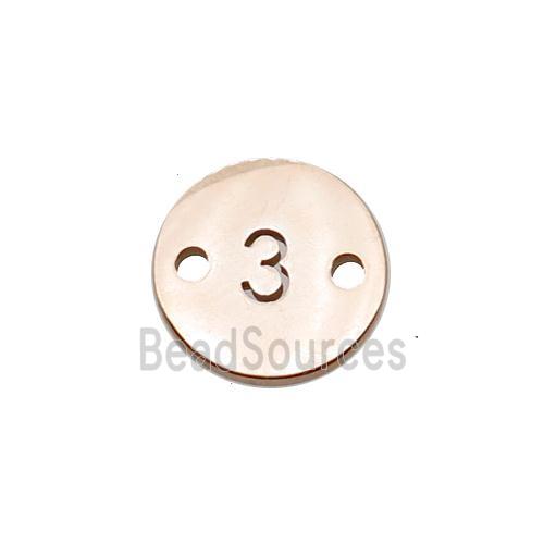 Stainless Steel Circle Number3 Connector Rose Gold