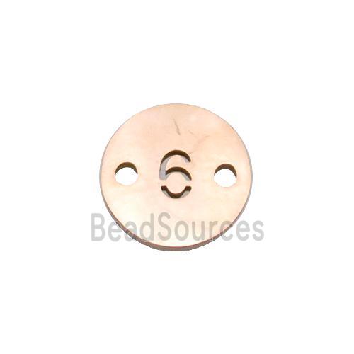 Stainless Steel Circle Number6 Connector Rose Gold