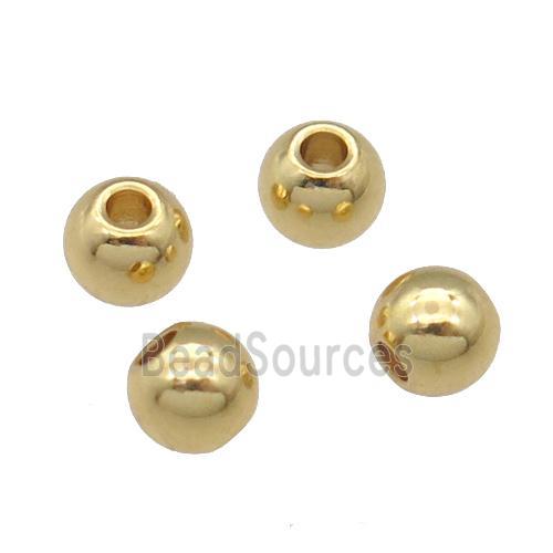 Stainless Steel Round Beads Smooth Gold Plated