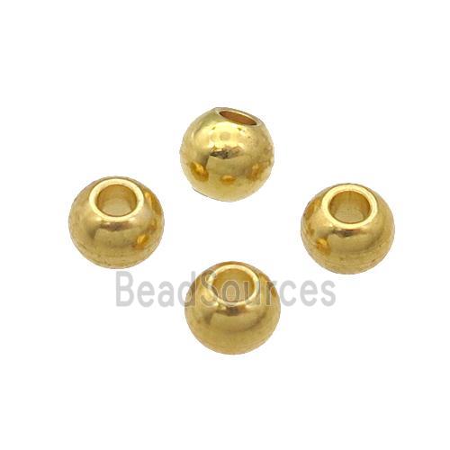 Stainless Steel Round Beads Smooth Gold Plated