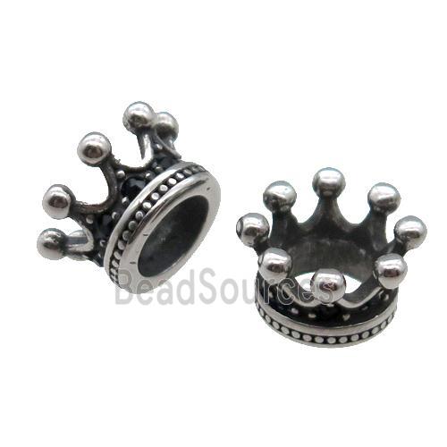 Stainless Steel Crown Beads Antique Silver