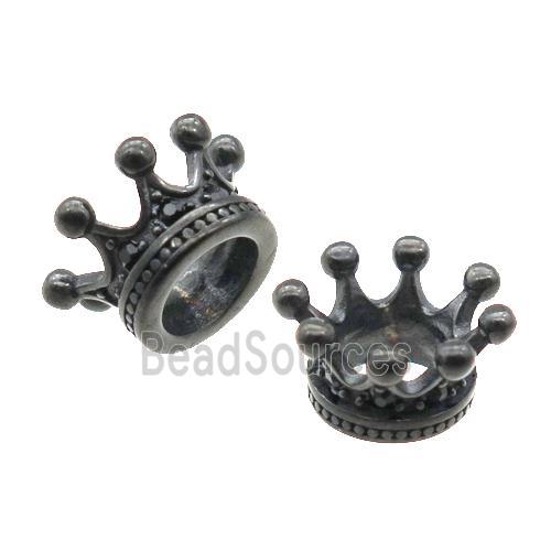 Stainless Steel Crown Beads Black Plated