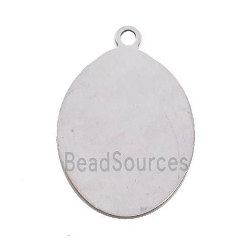 Raw Stainless Steel Oval Pendant