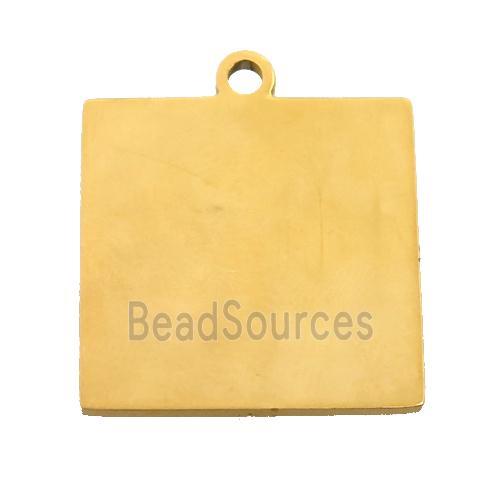 Stainless Steel Square Pendant Gold Plated