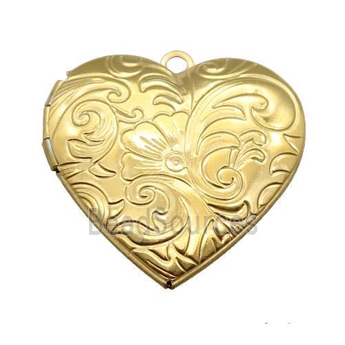 Stainless Steel Heart Locket Pendant Gold Plated