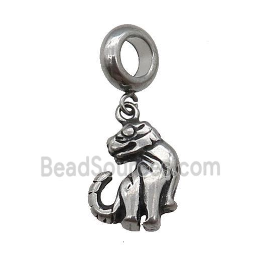 Stainless Steel Zodiac Tiger Pendant Antique Silver