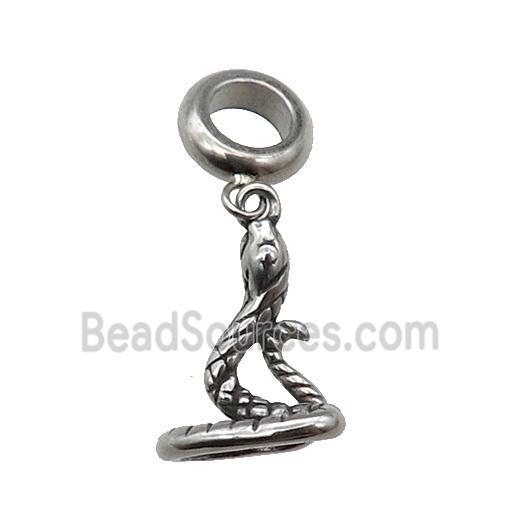 Stainless Steel Zodiac Snake Pendant Antique Silver