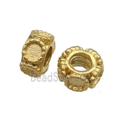 Stainless Steel Rondelle Beads With Pad Large Hole Gold Plated