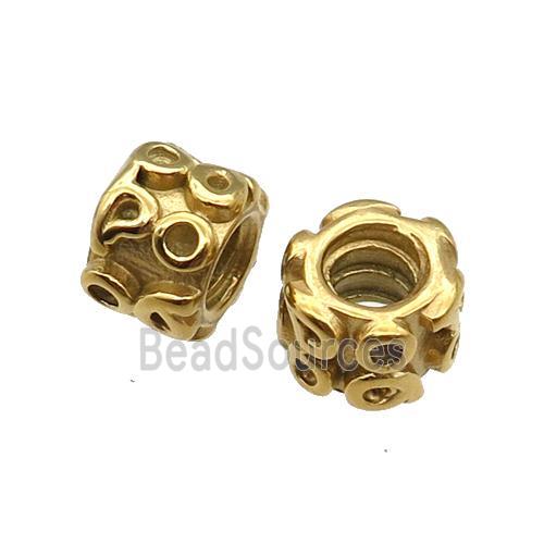 Stainless Steel Tube Spacer Beads Large Hole Gold Plated