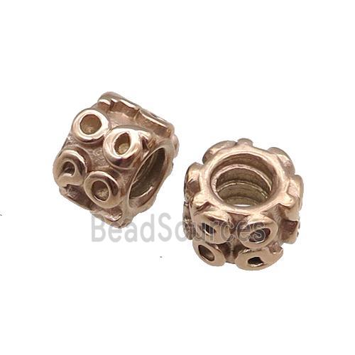 Stainless Steel Rondelle Beads Large Hole Rose Gold