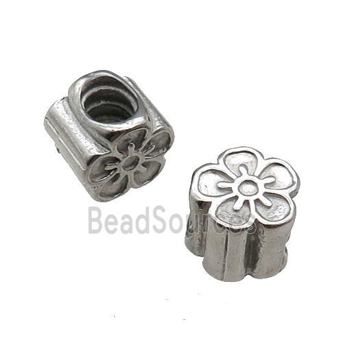 Raw Stainless Steel Flower European Beads Large Hole