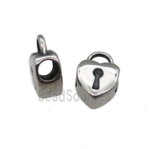 Raw Stainless Steel Heart Lock Beads