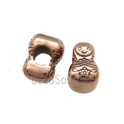 Stainless Steel NestingDoll Beads Large Hole Rose Gold