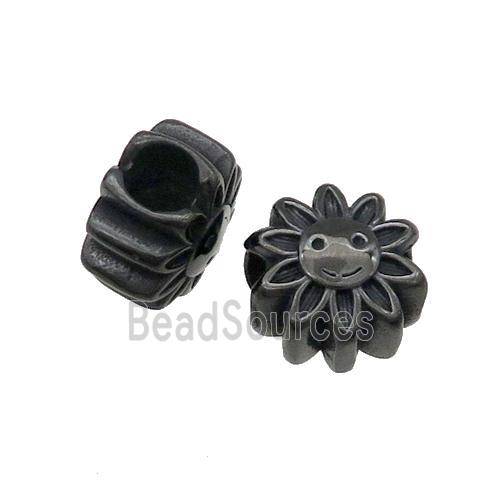 Stainless Steel SunFlower Beads Large Hole Black Plated