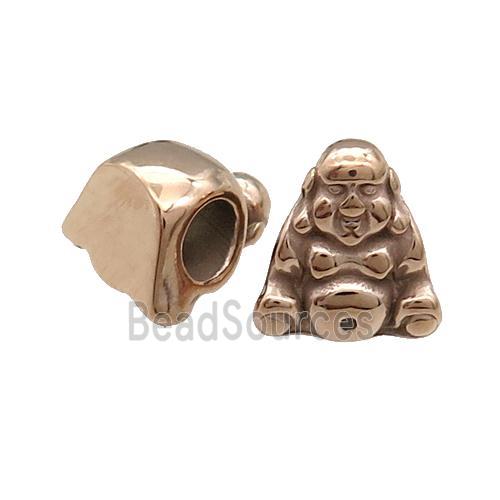 Stainless Steel Buddha Beads Large Hole Rose Gold