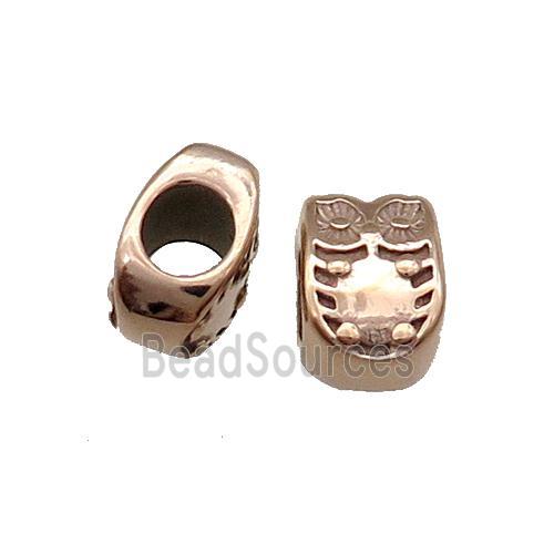 Stainless Steel Owl Beads Large Hole Rose Gold