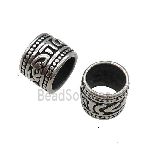 Stainless Steel Tube Beads Large Hole Antique Silver