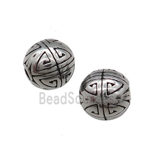 Stainless Steel Round Spacer Beads Antique Silver