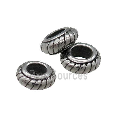 Stainless Steel Rondelle Beads Large Hole Antique Silver