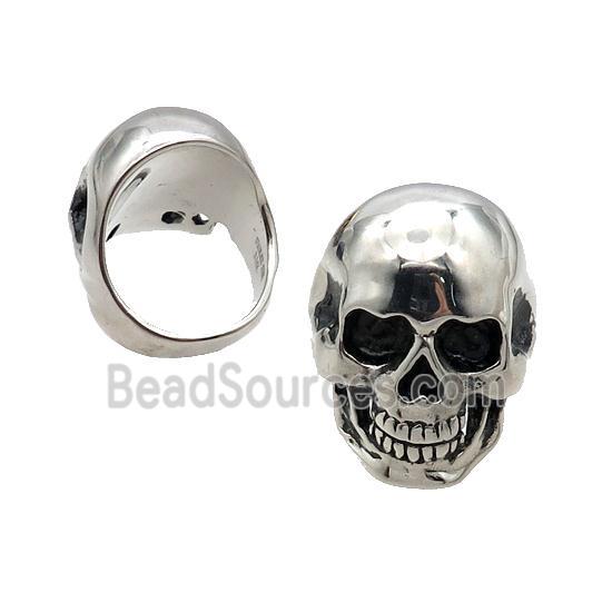 Stainless Steel Skull Ring Antique Silver