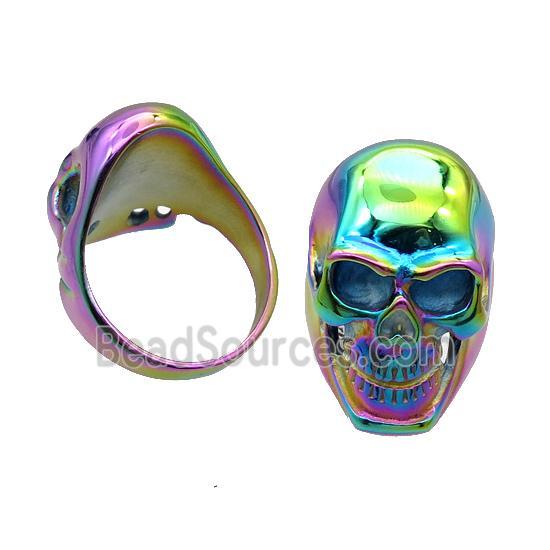 Stainless Steel Skull Ring Rainbow Electroplated