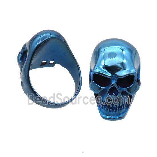 Stainless Steel Skull Ring Blue Electroplated