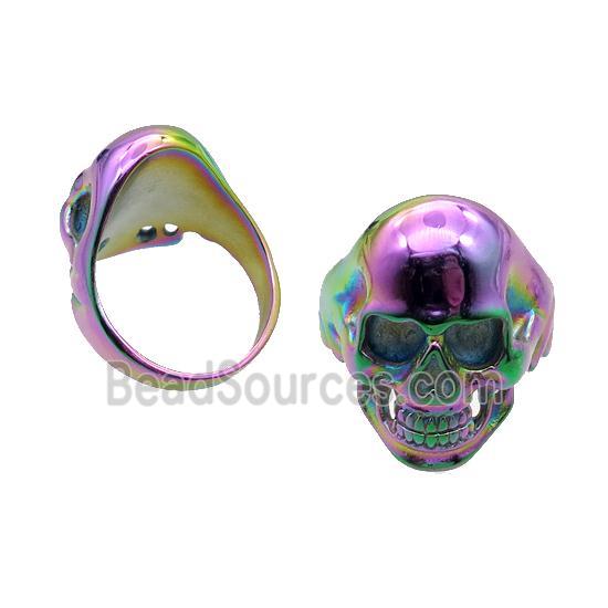 Stainless Steel Skull Ring Rainbow Electroplated