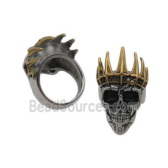 Stainless Steel Skull Ring Antique Gold