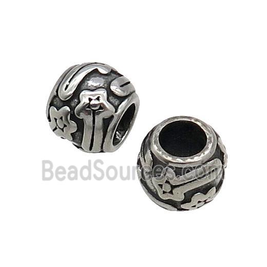 European Style Stainless Steel Round Beads Antique Silver