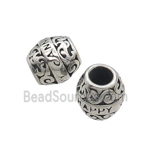 Stainless Steel Barrel Beads Large Antique Silver