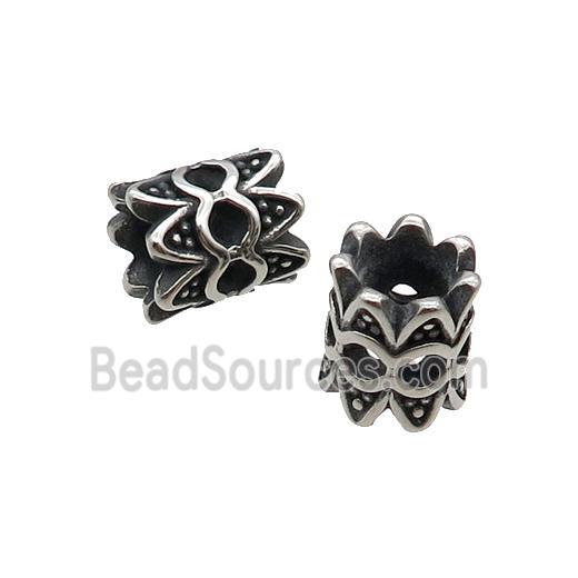 Stainless Steel Tube Beads Large Hole Antique Silver