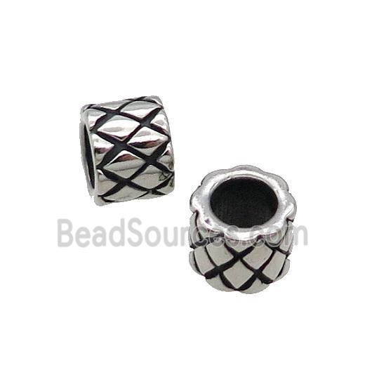 Stainless Steel Tube Beads Large Hole Antique Silver