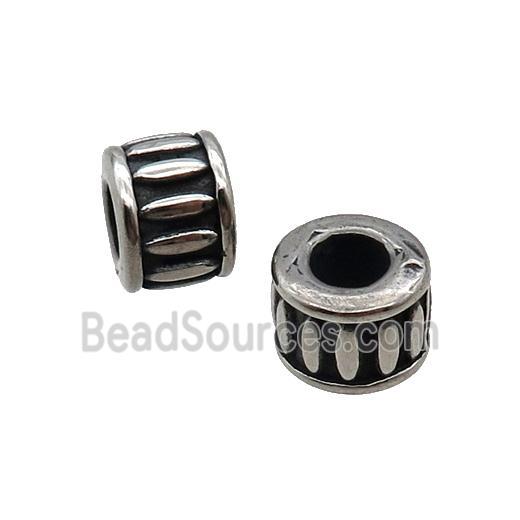 Stainless Steel Rondelle Beads Spacer Large Hole Antique Silver