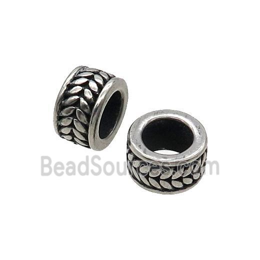 Stainless Steel Rondelle Beads Large Hole Antique Silver