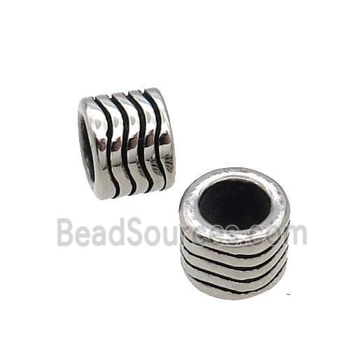 Stainless Steel Tube Beads Large Hole Antique Silver