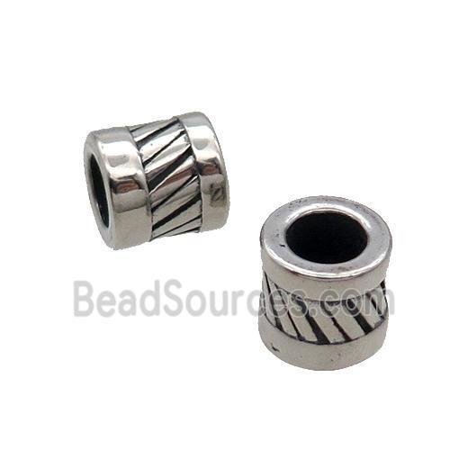 Stainless Steel Tube Beads Large Hole Antique Silver