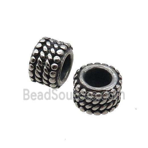 Stainless Steel Tube Beads Large Hole Antique Silver