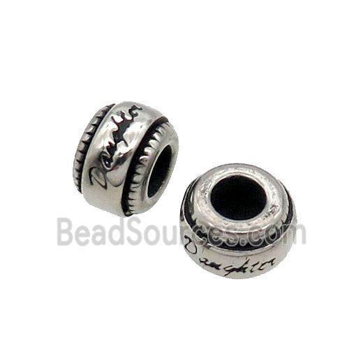 Stainless Steel Rondelle Beads Large Hole Antique Silver