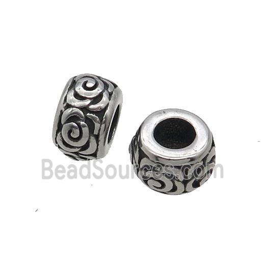 Stainless Steel Rondelle Beads Spacer Large Hole Antique Silver