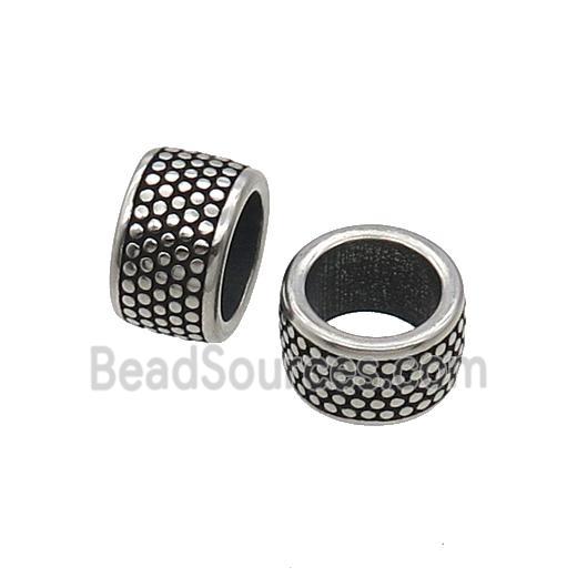 Stainless Steel Rondelle Beads Large Hole Antique Silver