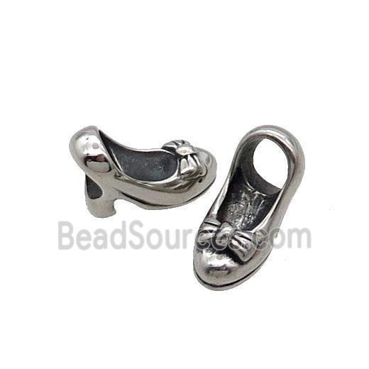 Stainless Steel Shoe Beads Large Hole Antique Silver