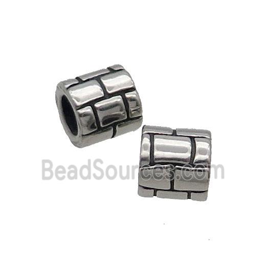 Stainless Steel Tube Beads Large Hole Antique Silver