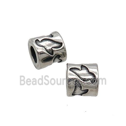 Stainless Steel Beads Tube Large Hole Antique Silver