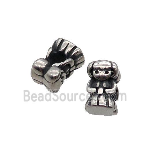 Stainless Steel Girls Beads Large Hole Antique Silver