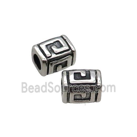 Stainless Steel Tube Beads Large Hole Antique Silver