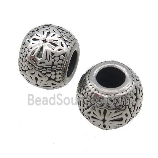 Stainless Steel Rondelle Beads Large Hole Antique Silver