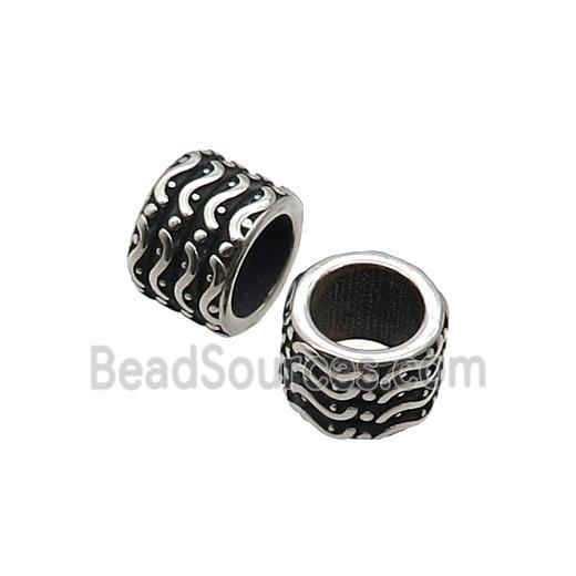 Stainless Steel Tube Beads Large Hole Antique Silver