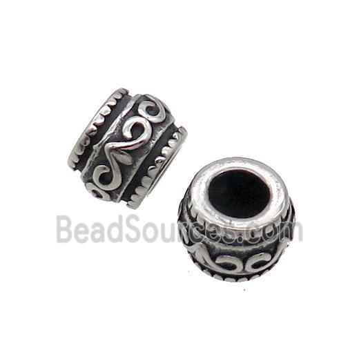 Stainless Steel Rondelle Beads Large Hole Antique Silver