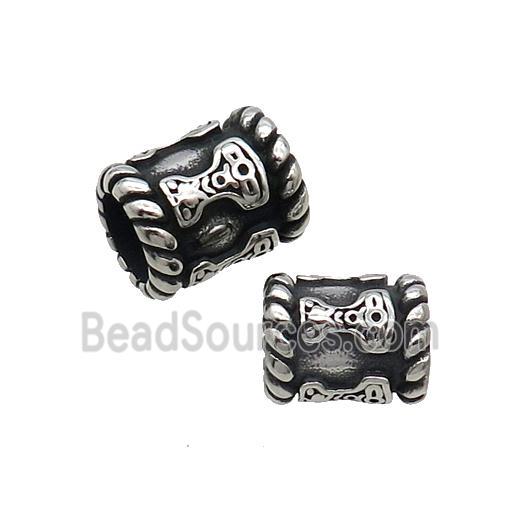 Stainless Steel Tube Beads Large Hole Antique Silver